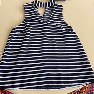 Navy & white striped fashion tank